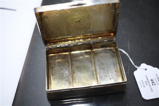 A late 19th century Chinese Export silver rectangular box by Tien Shing, Hong Kong, 8 oz.